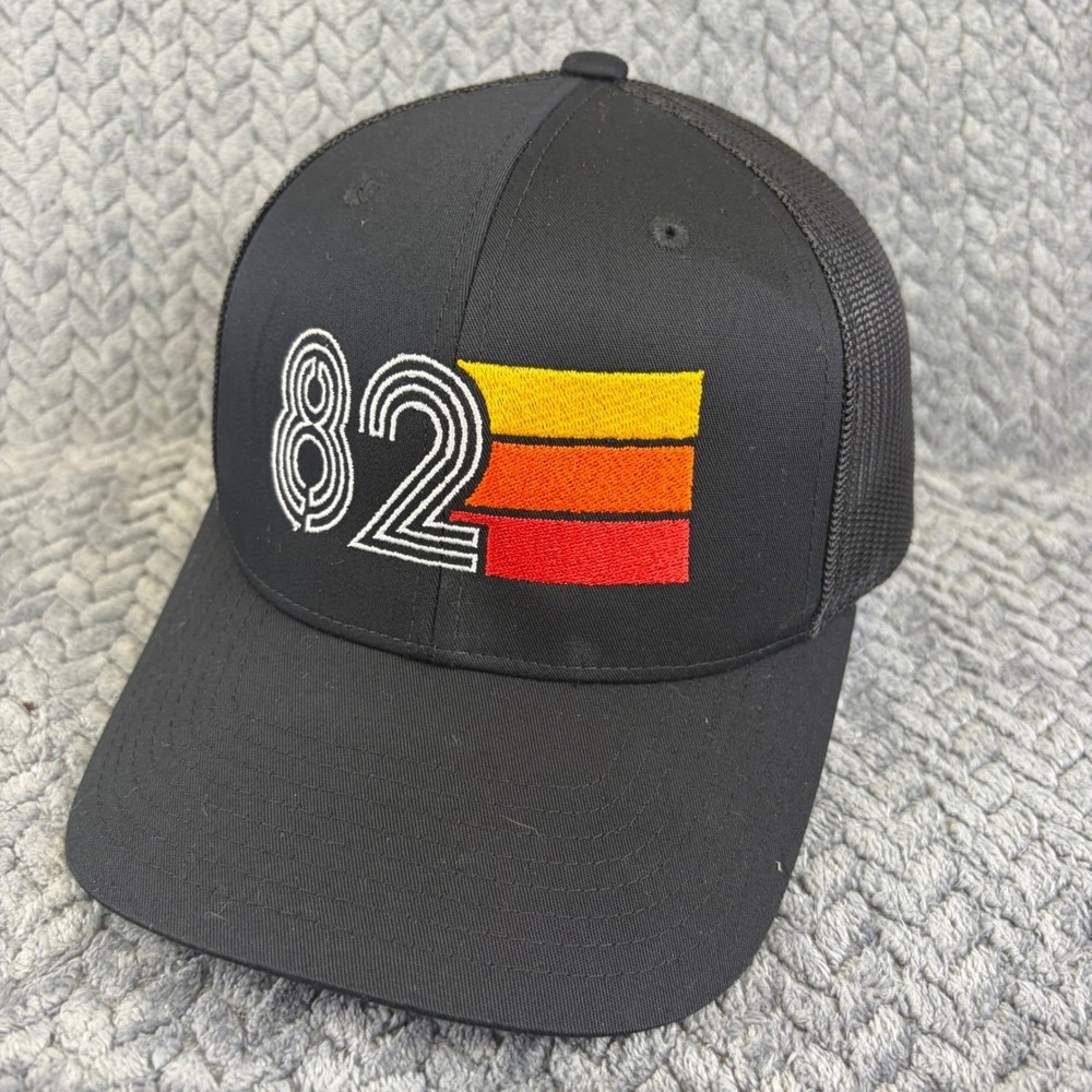 Yupoong The Classics 82 Retro Stripe Black Trucker Hat Snapback Cap